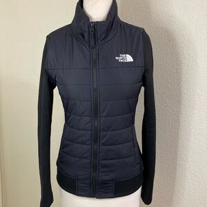 The North Face Black Jacket with puffer Core and sleeves, zip closure Small